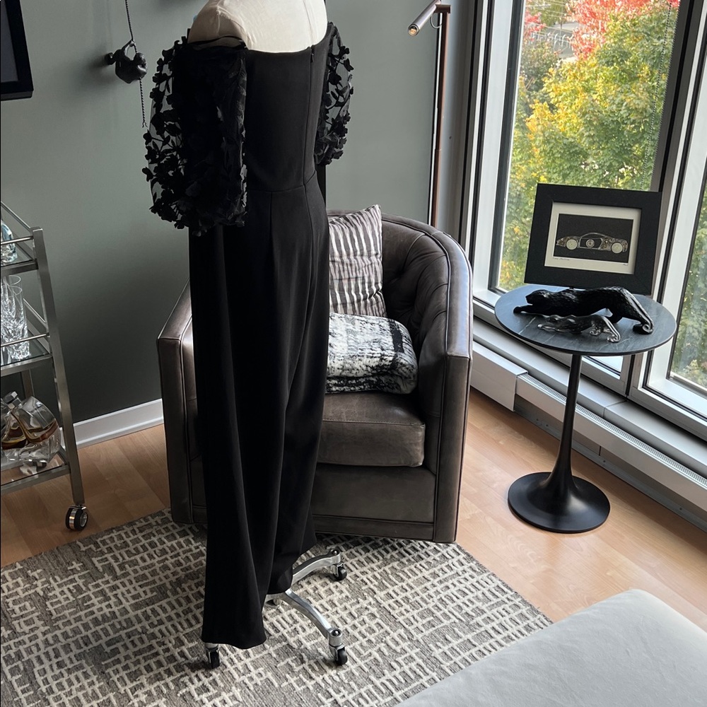 New Xscape Belle Off-the-Shoulder Scuba Crepe Jumpsuit in Black Size 10 - Picture 6 of 8